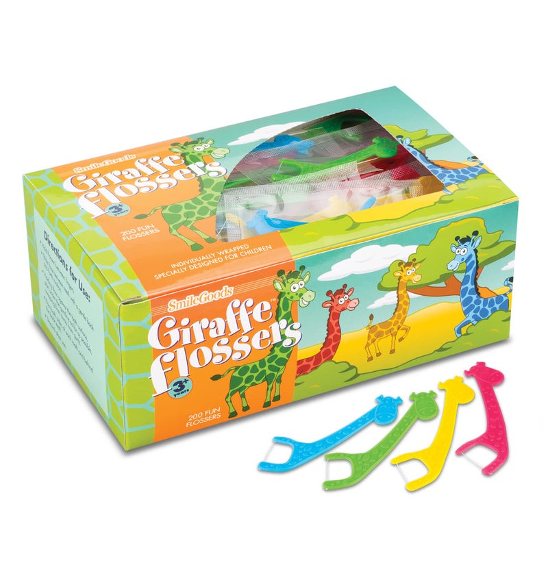 Practicon SmileGoods Giraffe Flossers, Individually Wrapped, Box of 200 - Image 1